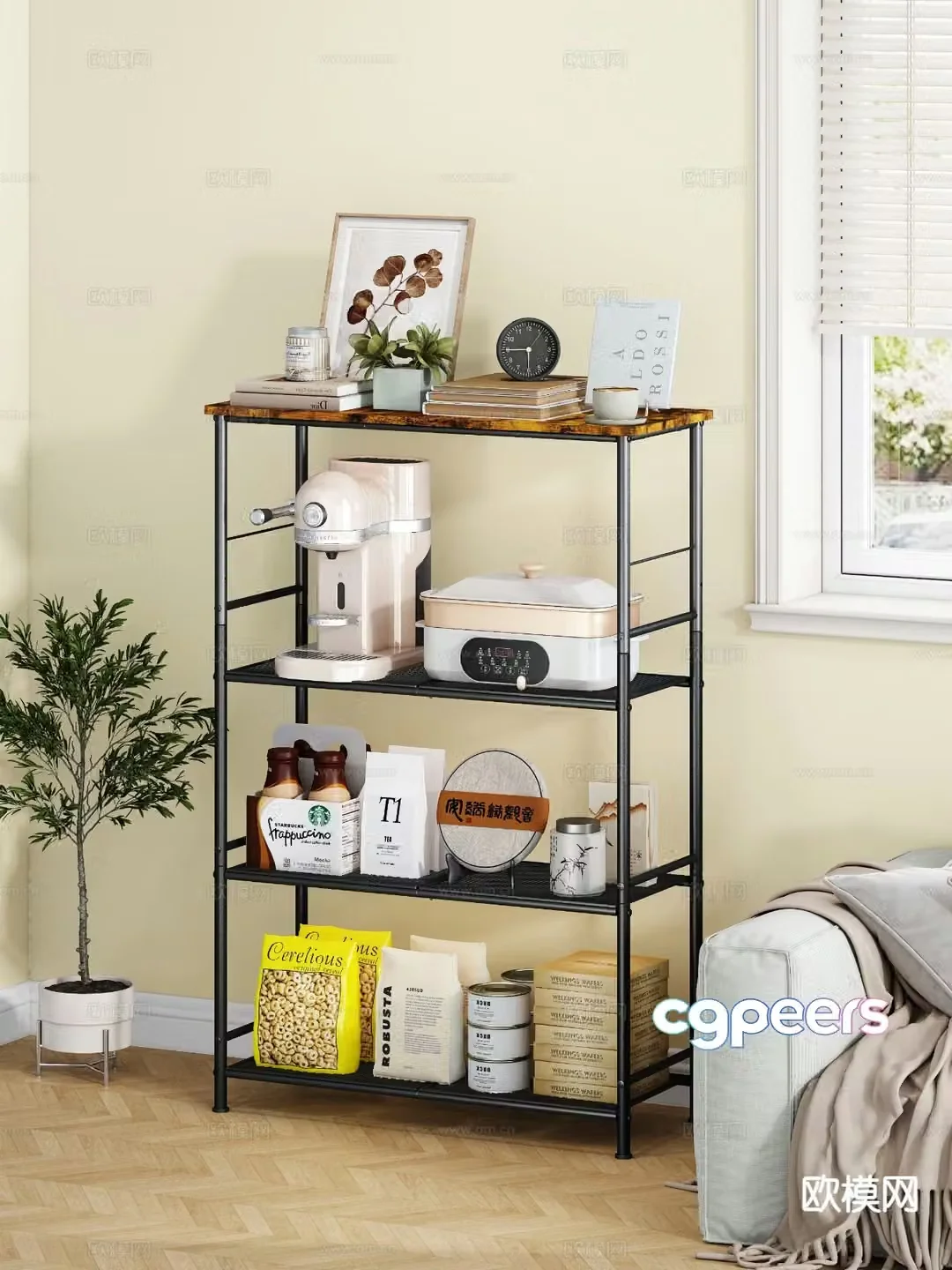 Modern metal shelf 3d model