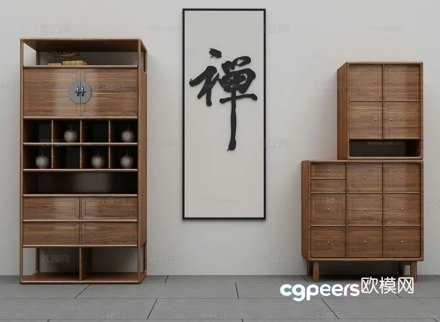 New Chinese style decorative cabinet 3D model