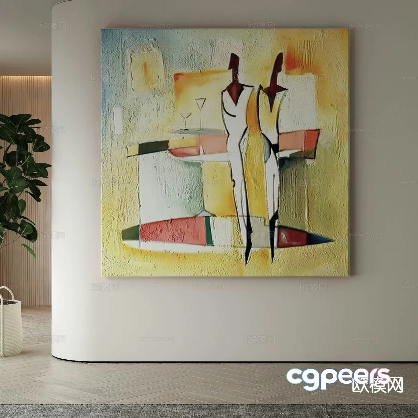 Modern art painting texture painting decorative painting 3d model