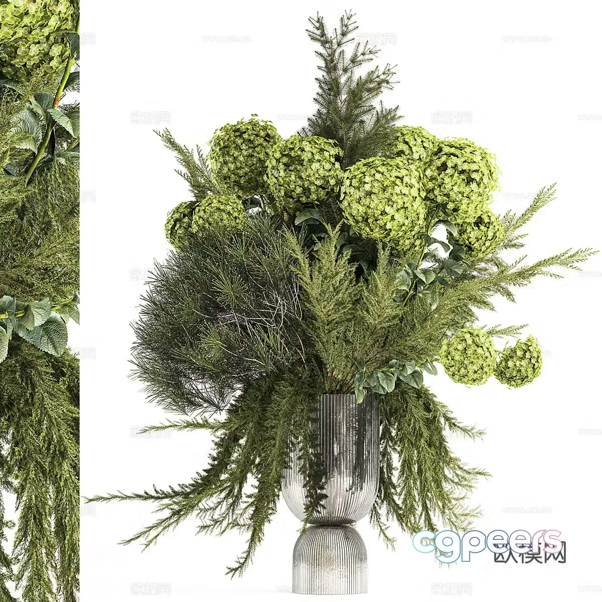Modern green plant vase flowers 3d model
