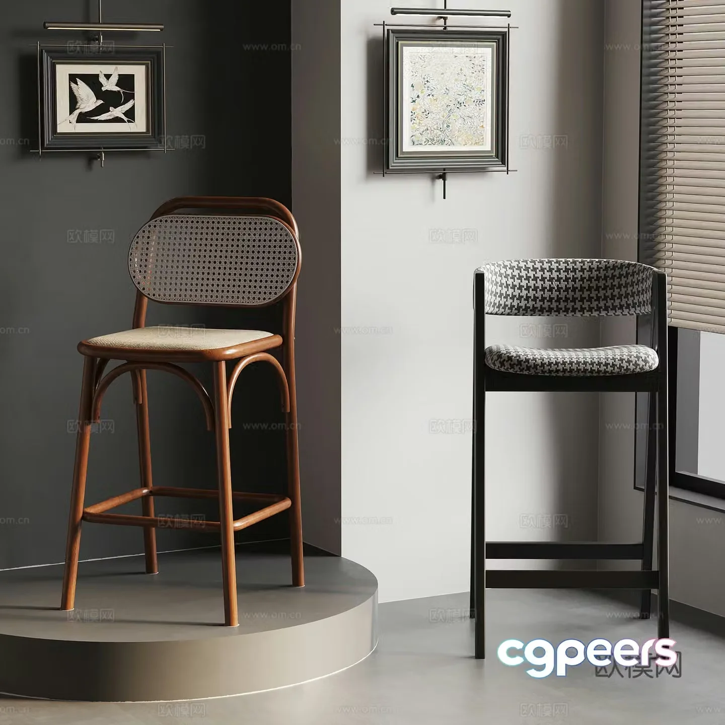French medieval style bar chair dining chair 3d model