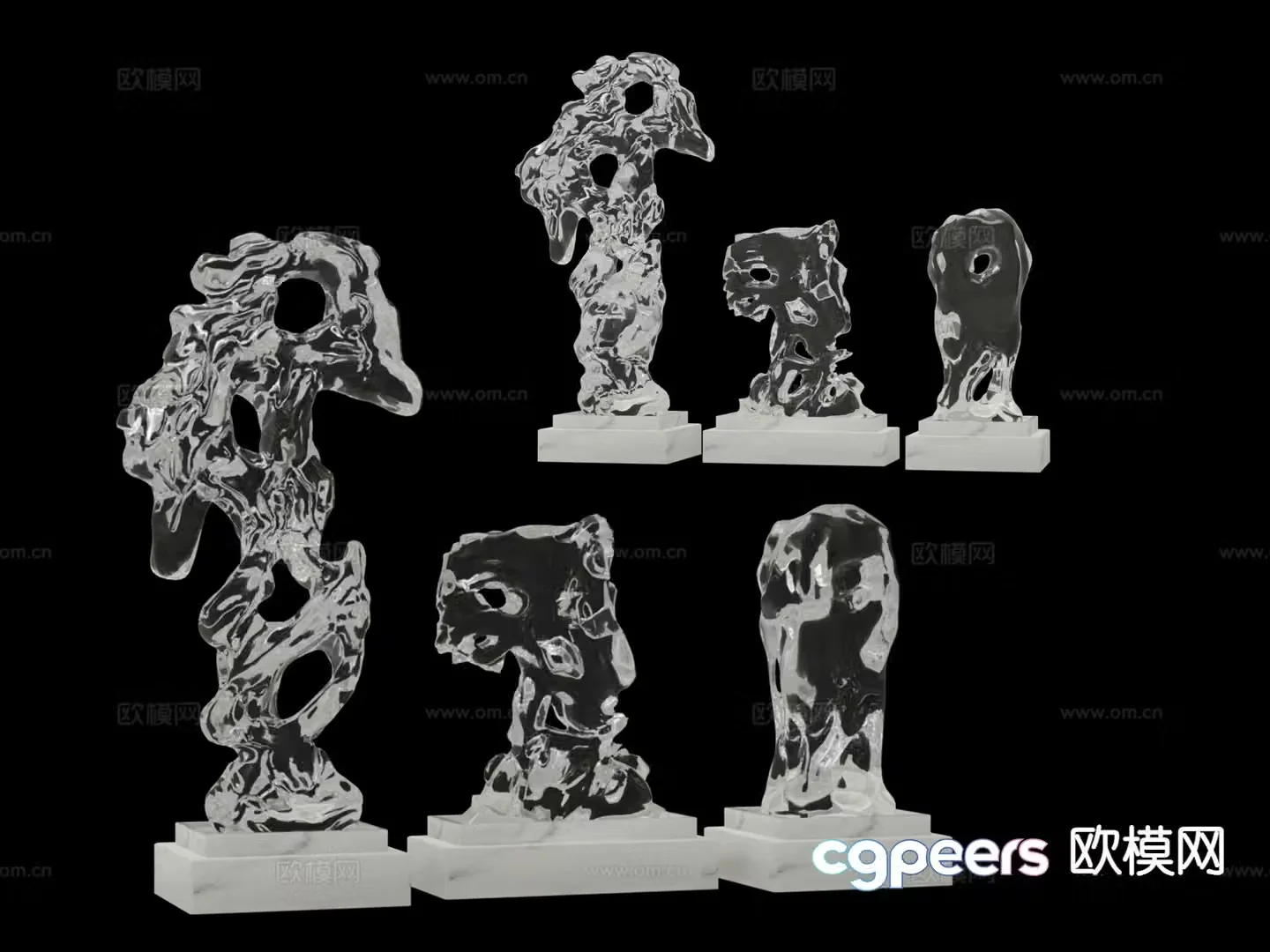 Modern crystal sculpture ornament 3d model