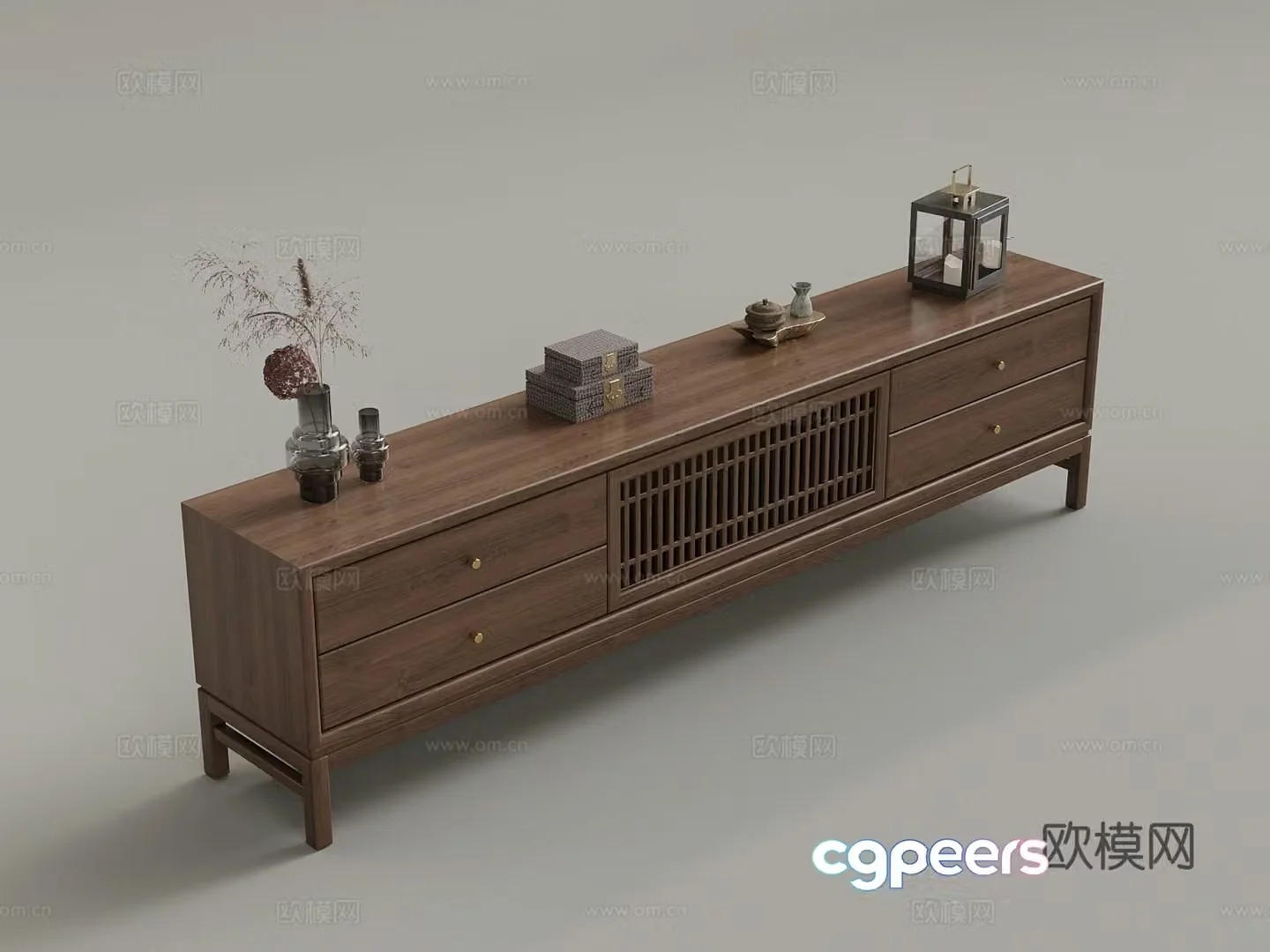 TV cabinet New Chinese TV cabinet Ornament 3D Model