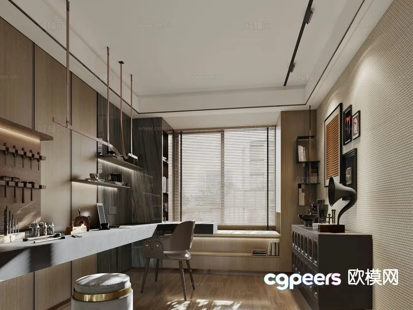 Modern study room 3d model