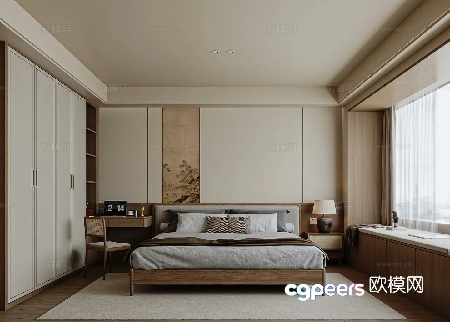 New Chinese style bedroom Song style aesthetic bedroom 3D model