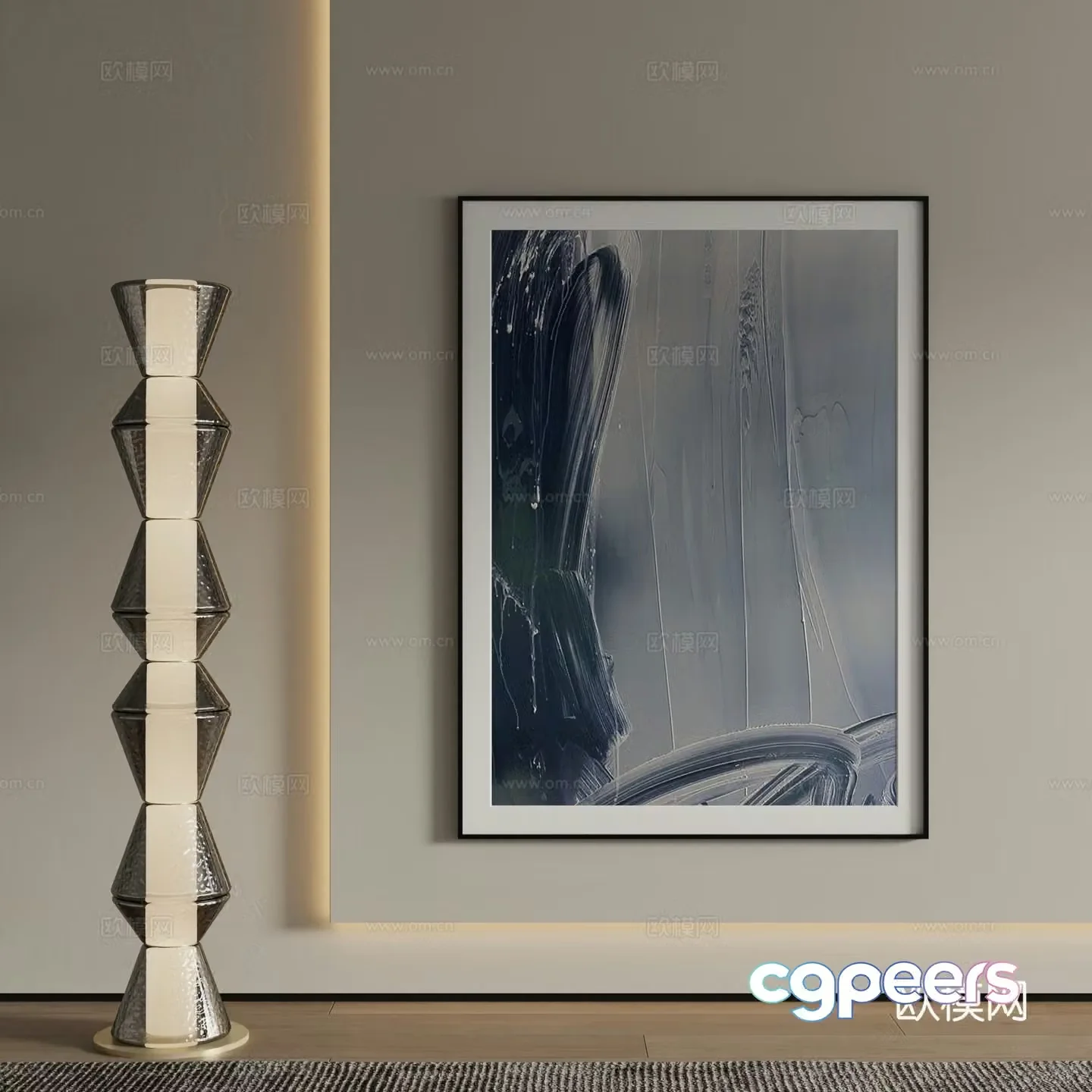 Modern abstract painting Decorative painting 3d model