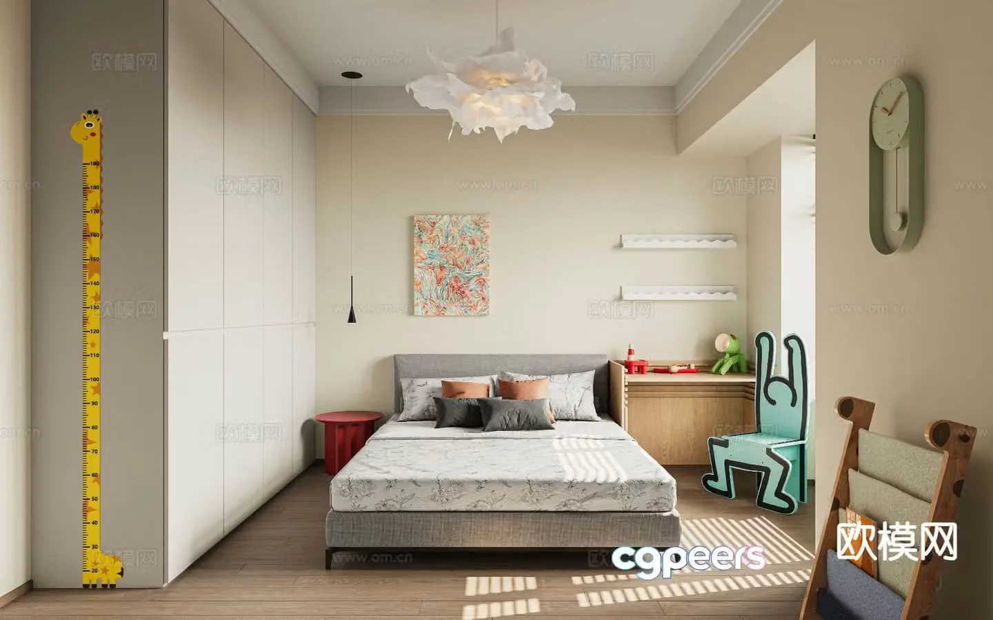 Modern bedroom second bedroom child’s room 3d model