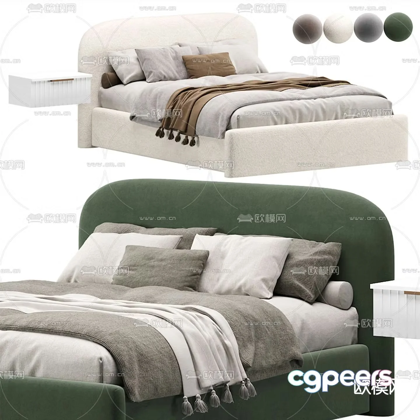 Modern double bed 3d model