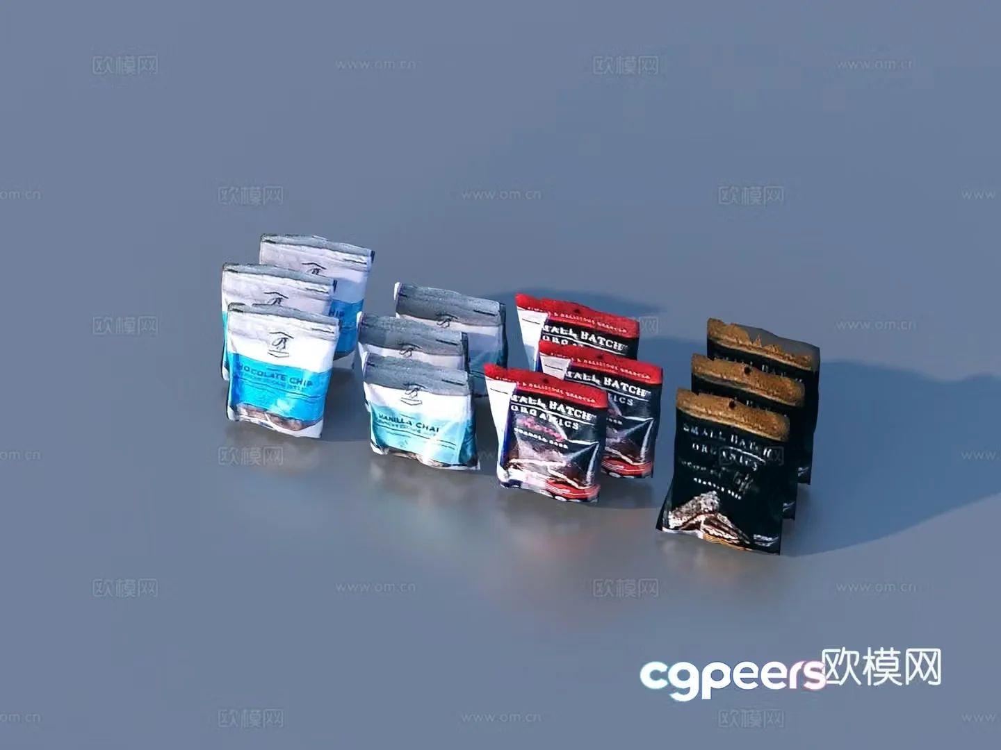 Snacks Packaging Bags Food Box 3D Model