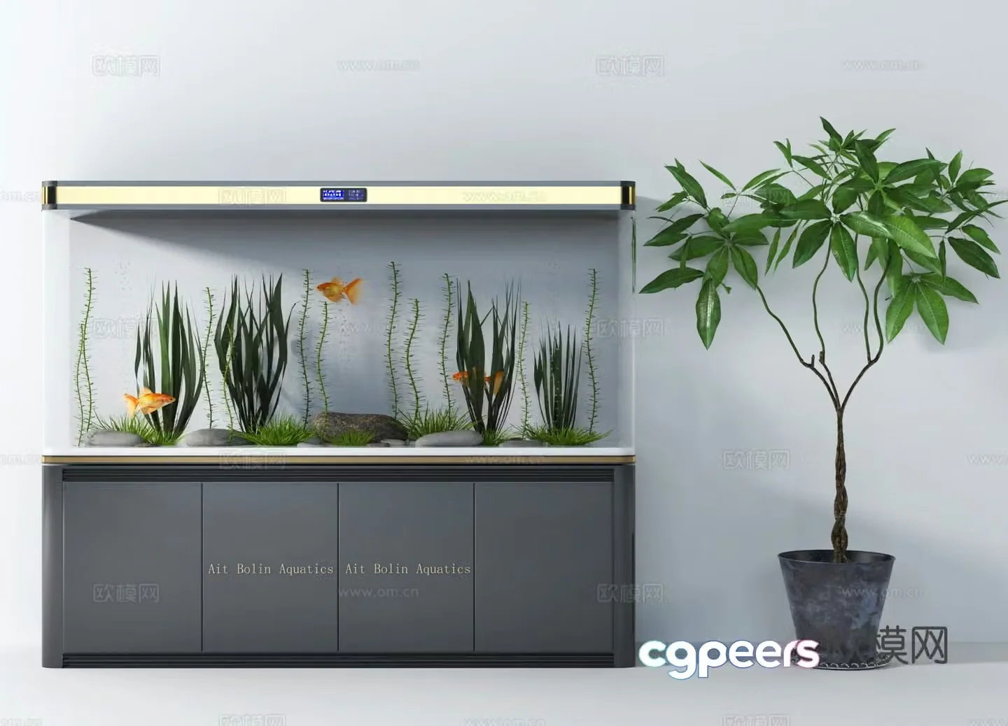 Modern fish tank aquarium 3d model