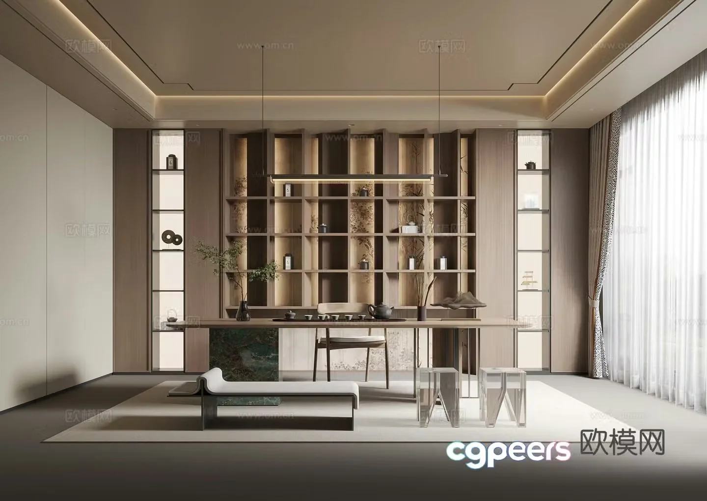 New Chinese tea room 3D model