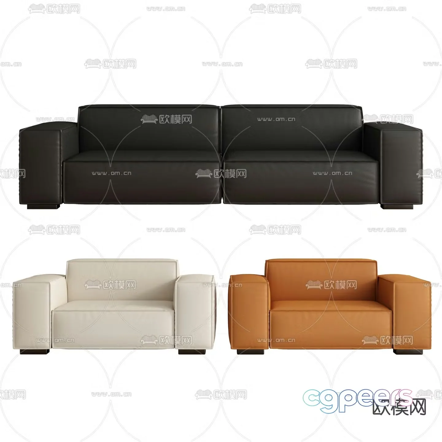 Office sofa double sofa 3d model