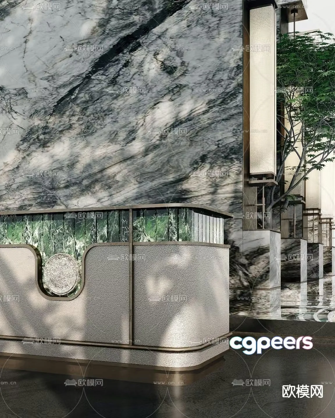 New Chinese style front desk reception desk service desk 3d model
