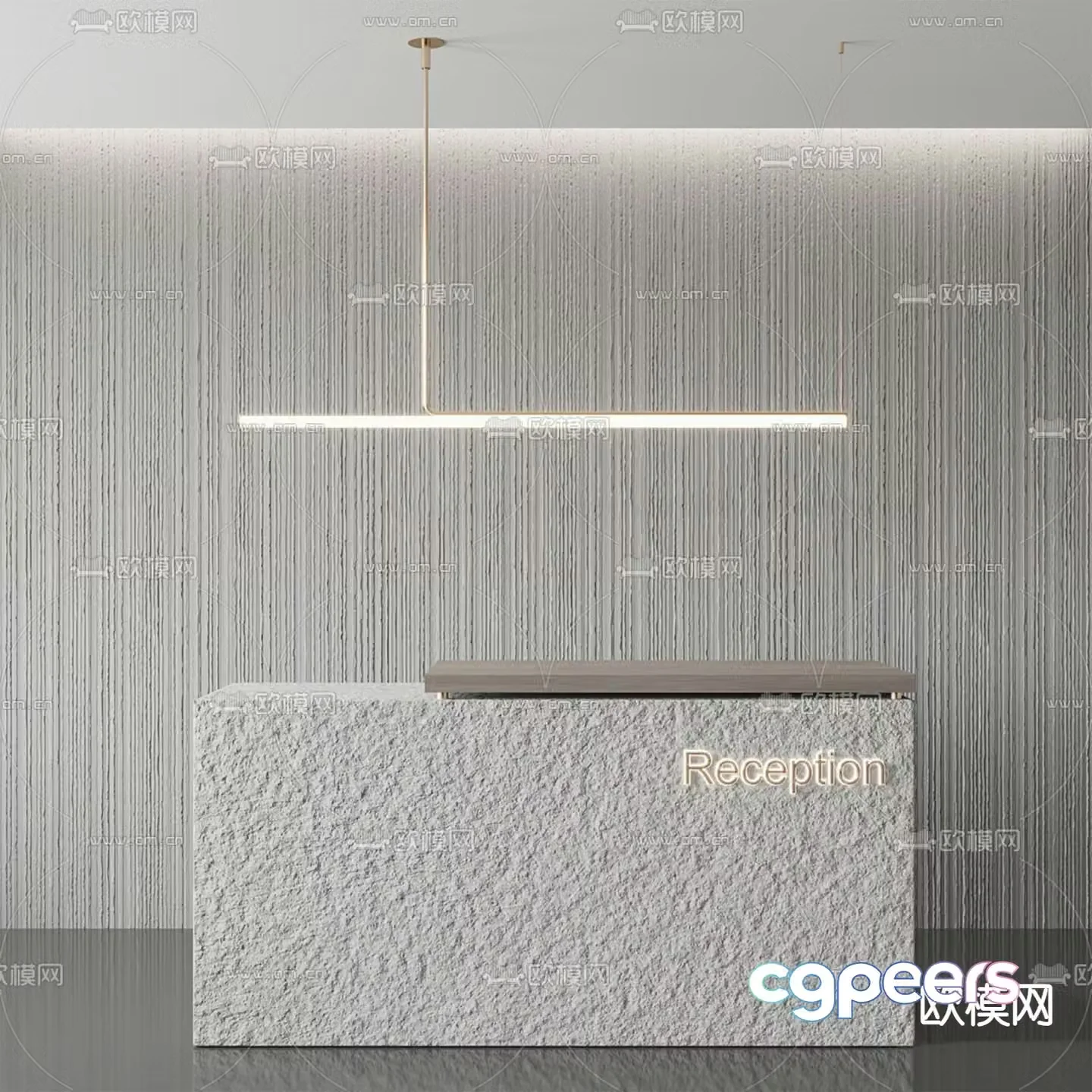 Front desk reception desk service desk 3d model