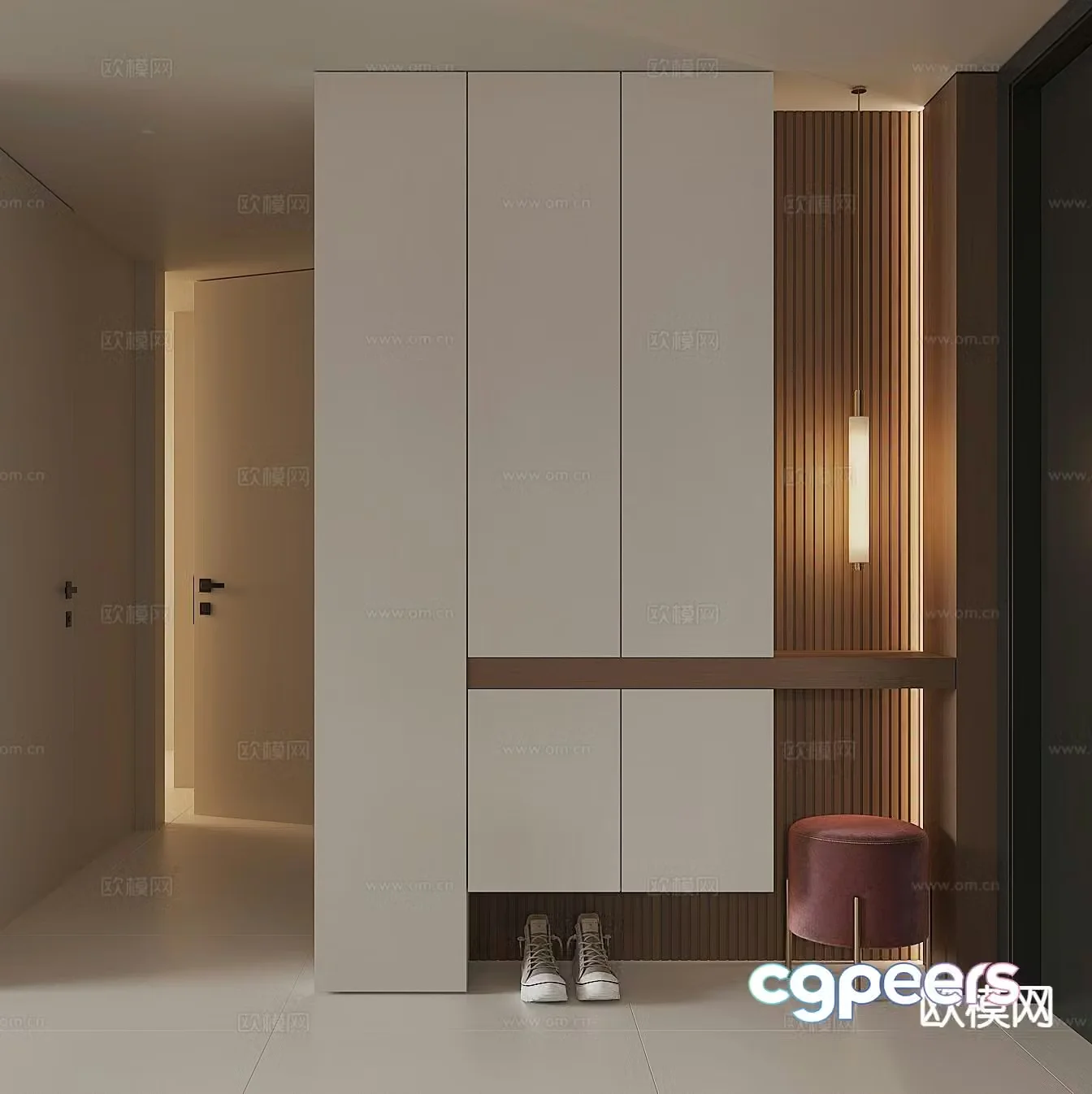 Modern home shoe cabinet 3D model