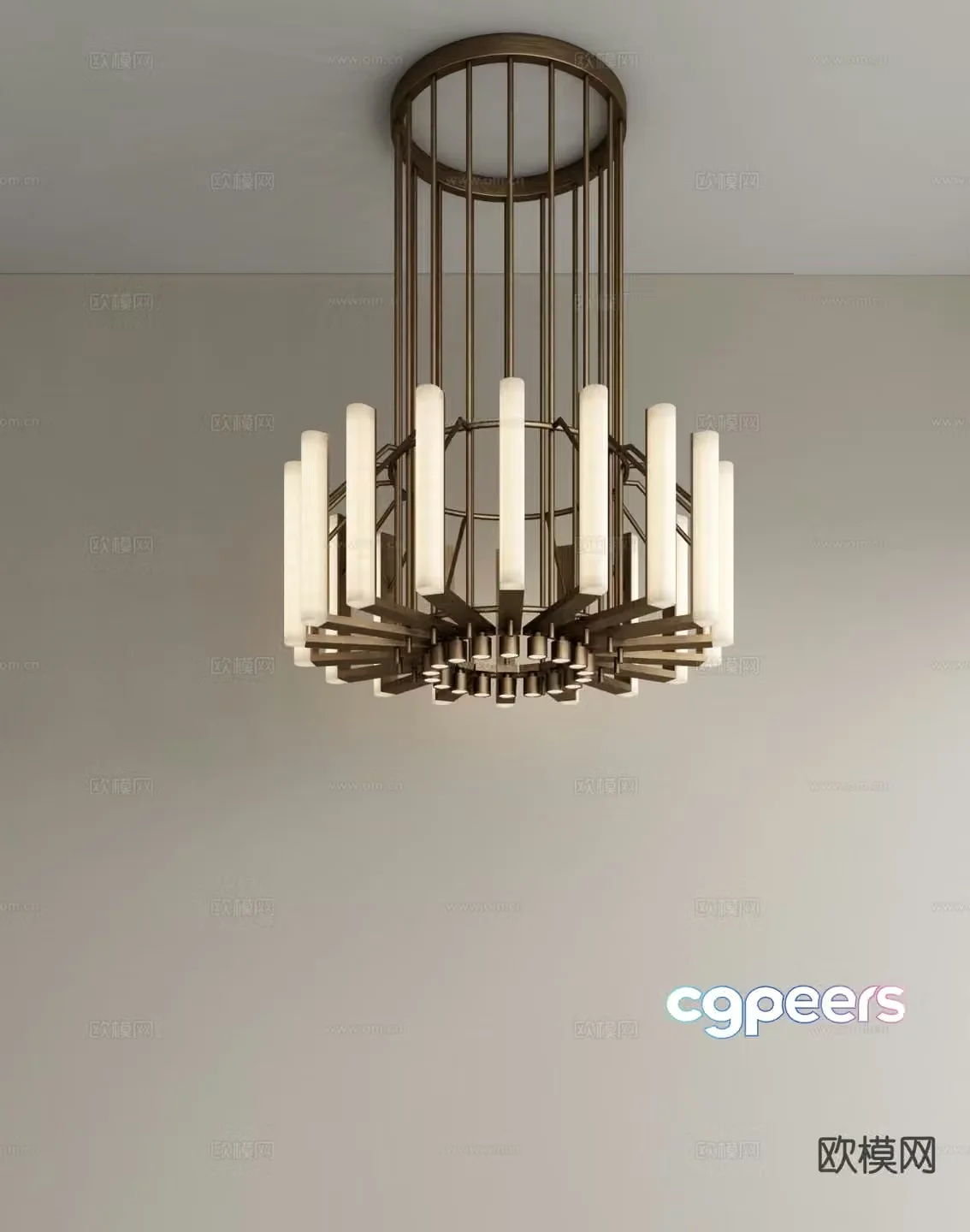 Light luxury multi-head chandelier metal chandelier 3D model