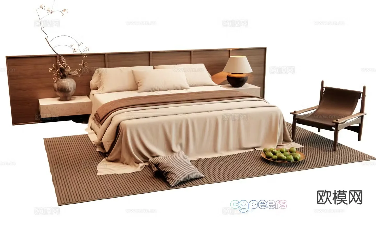 Medieval style double bed 3d model