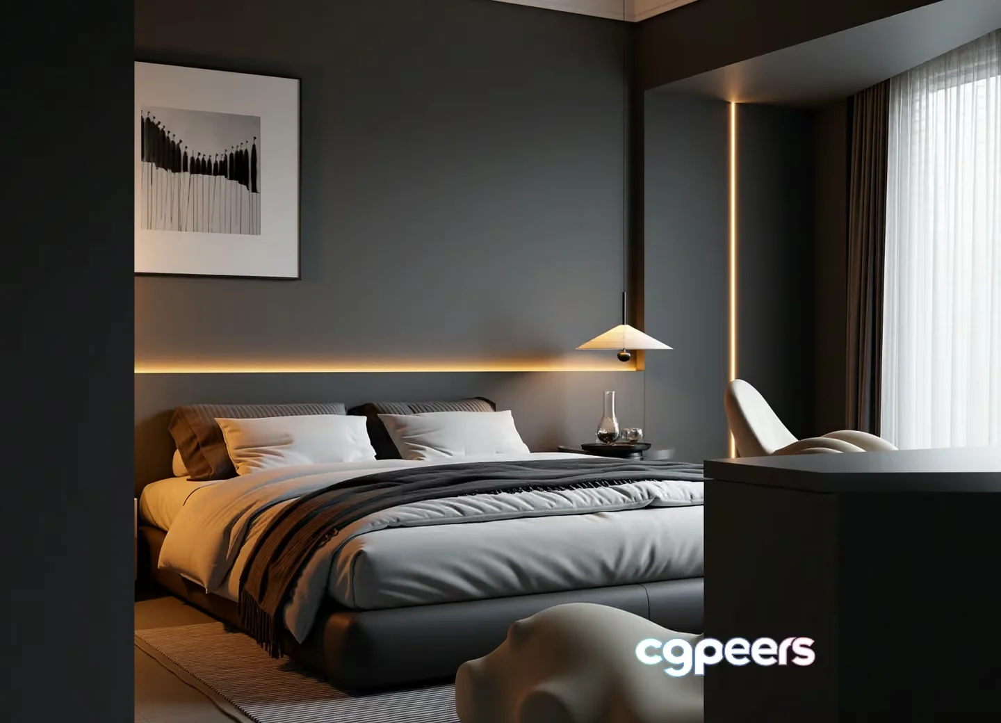 Modern Bedroom Design 3D Model – 22183 – VRAY Render