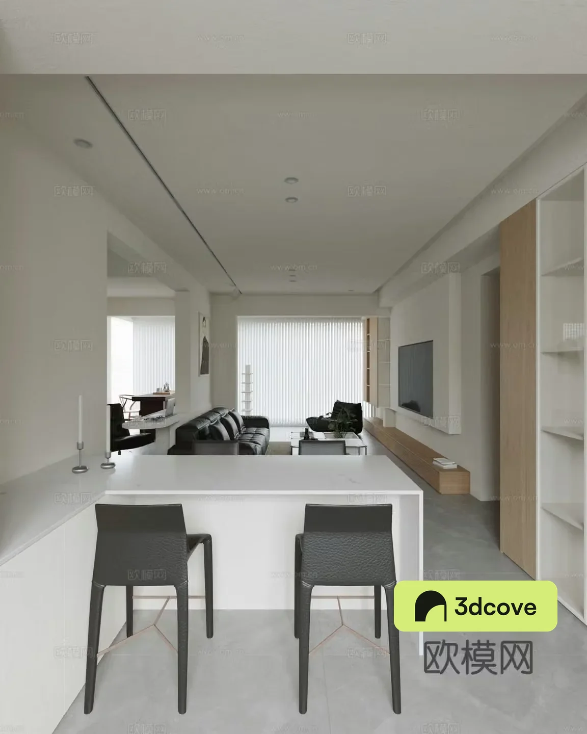 Modern living and dining room