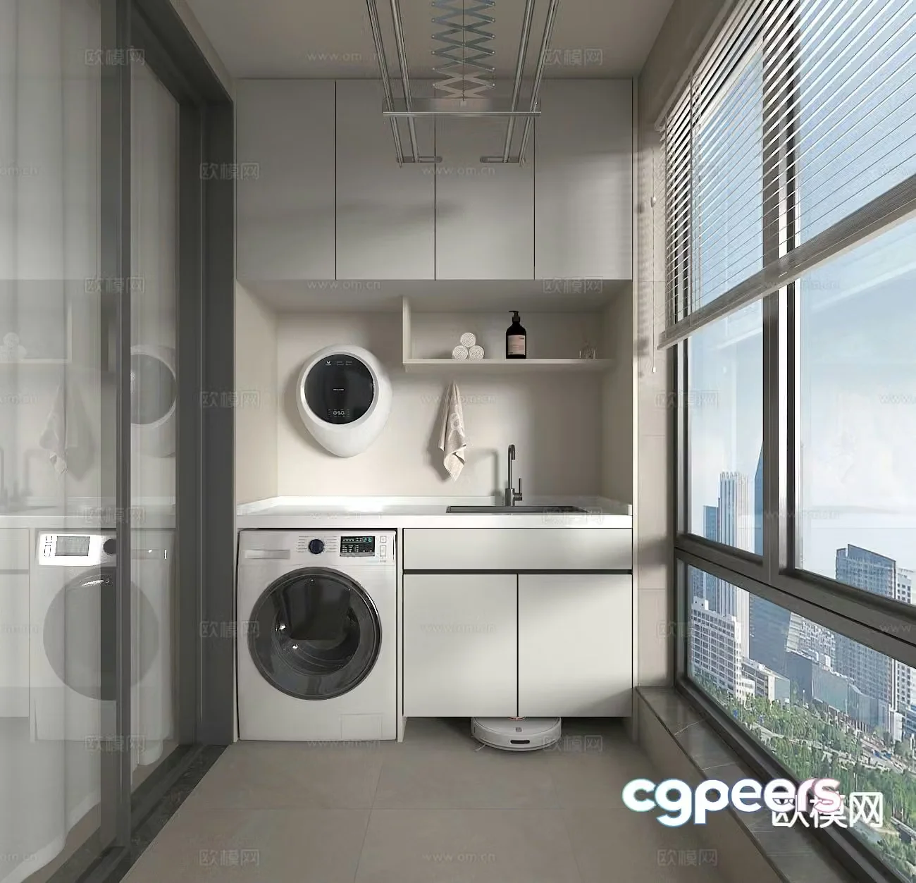 Modern living balcony 3d model