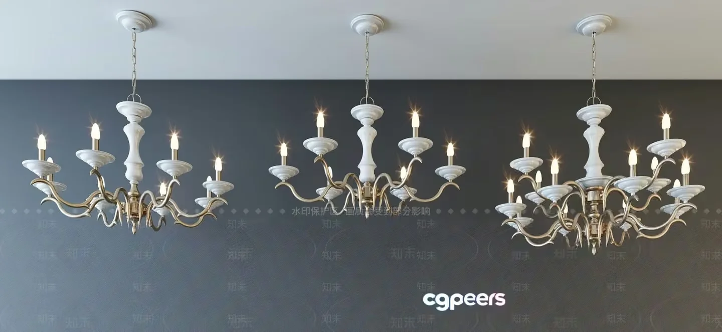 Gold Light Fixture 3D Model – 13789 – VRAY Render