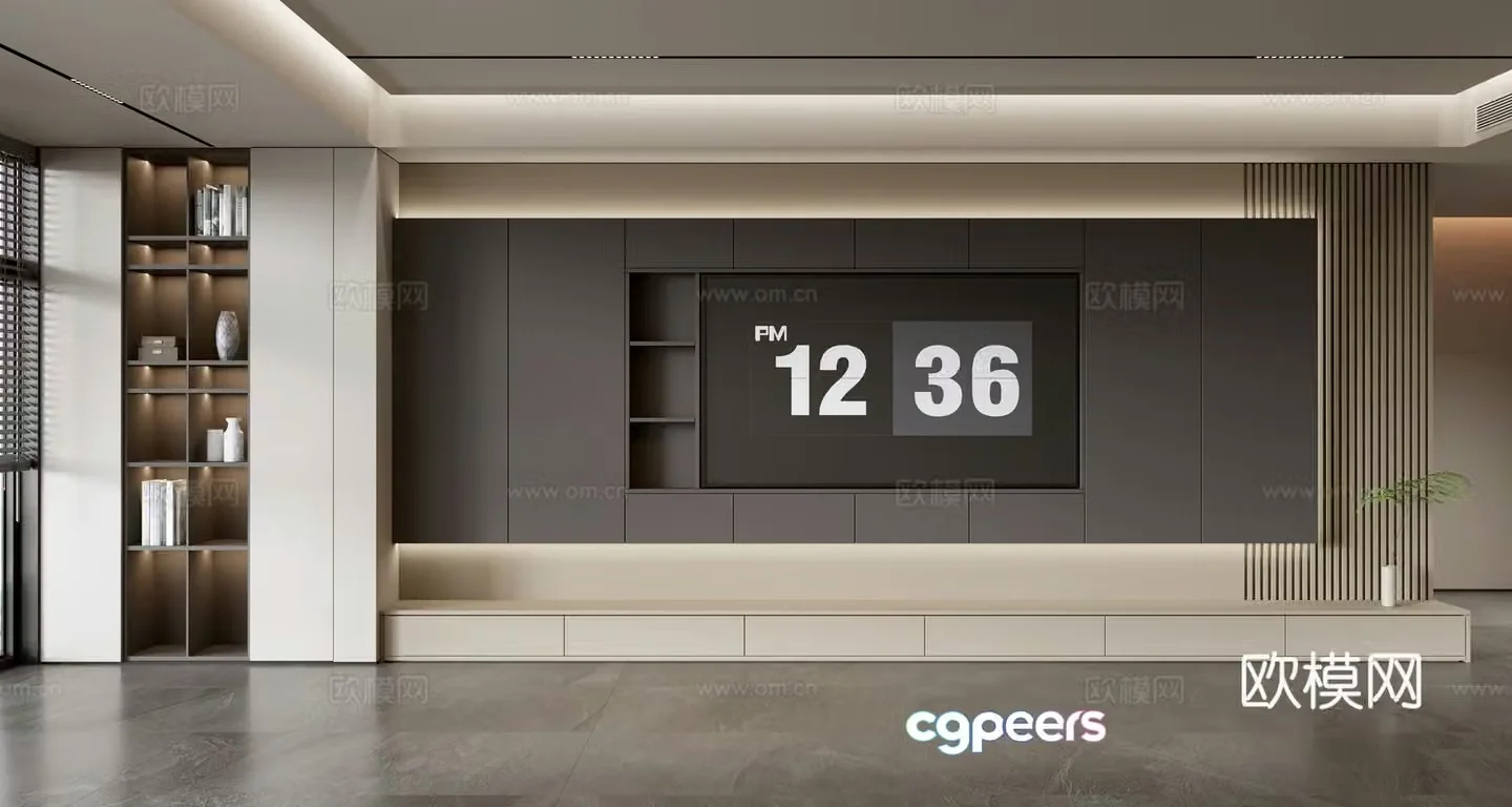 Modern TV background wall 3d model