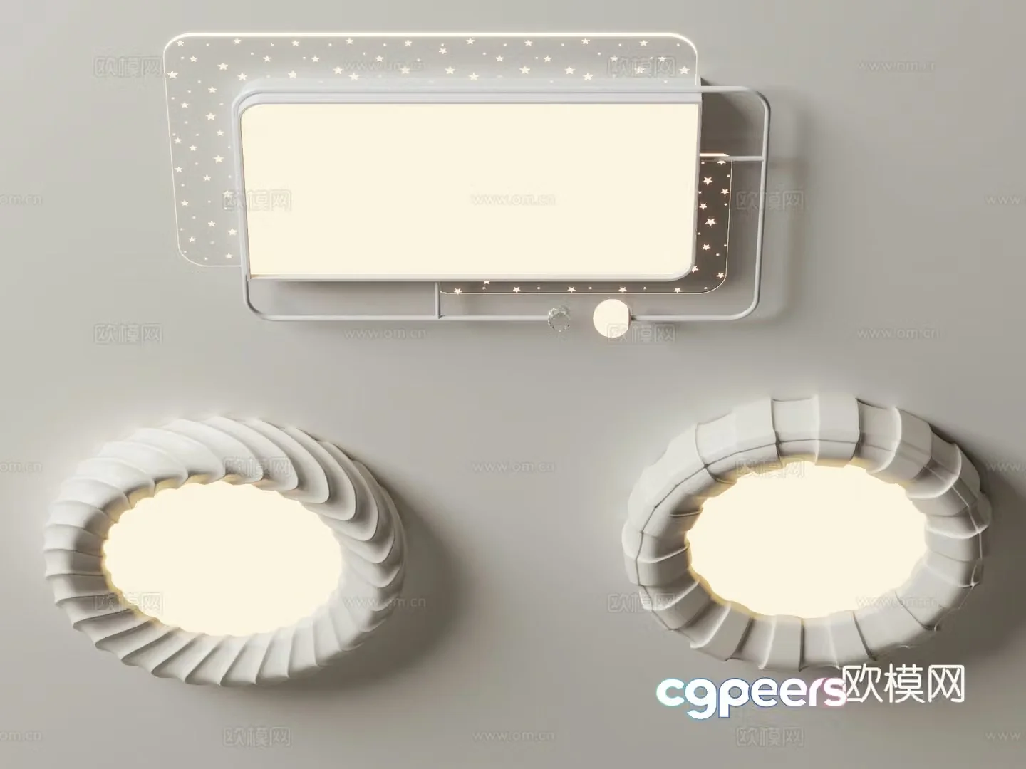 Cream style ceiling lamp bedroom lamp 3d model
