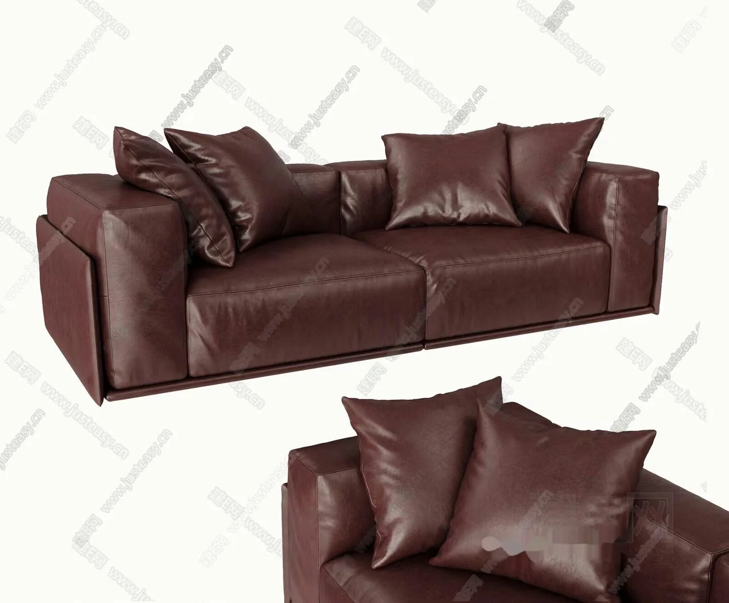 Brown Leather Sofa 3D Model – 12836 – CORONA Render
