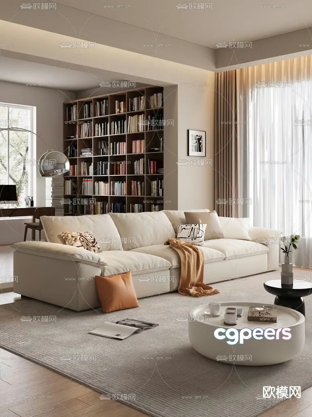 Cream style sofa three person sofa 3d model