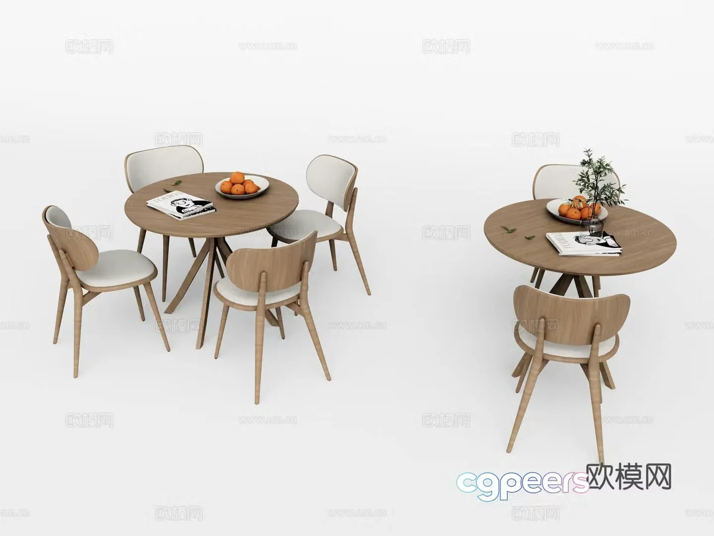 Modern leisure table and chair four-person table and chair 3D model