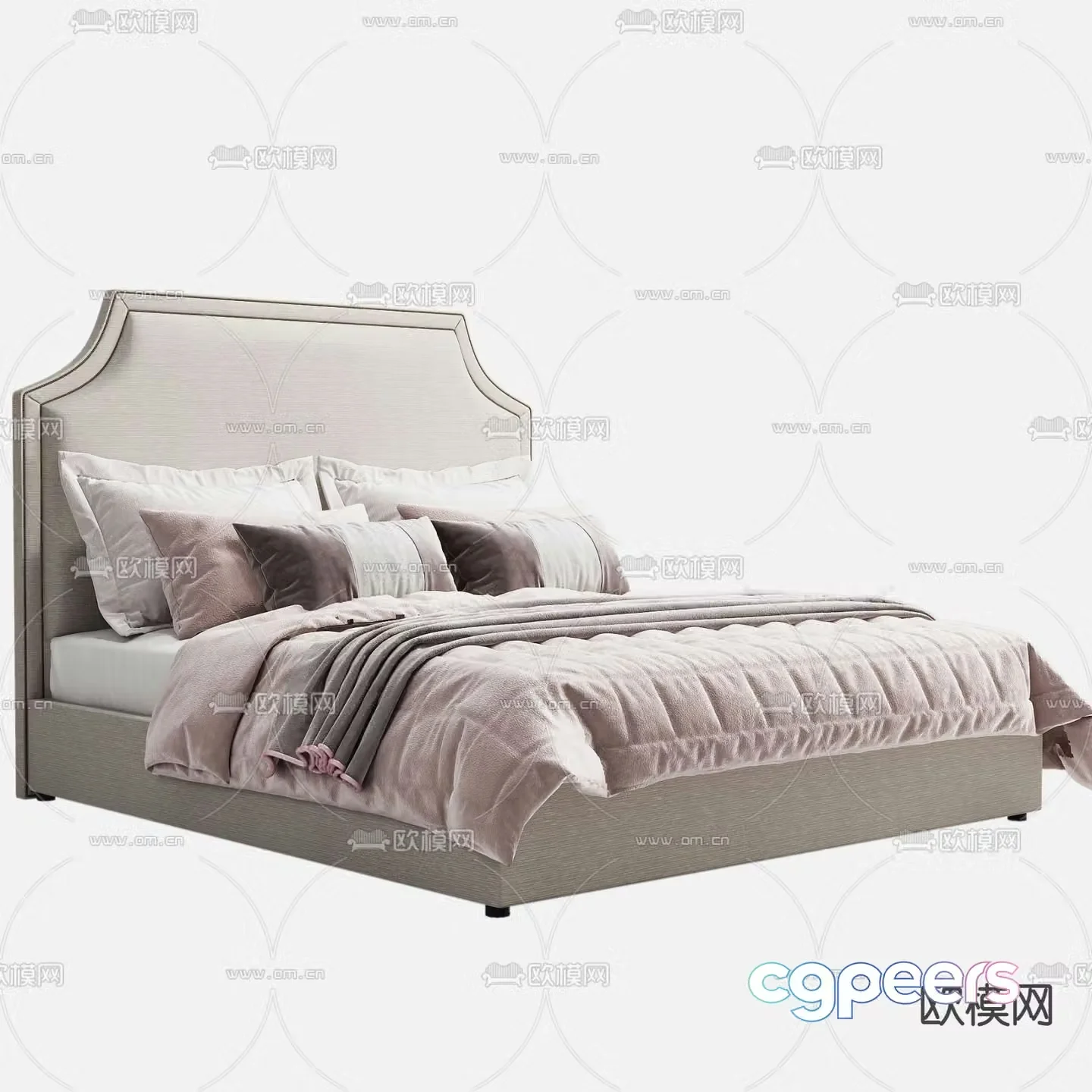 Fabric double bed 3d model