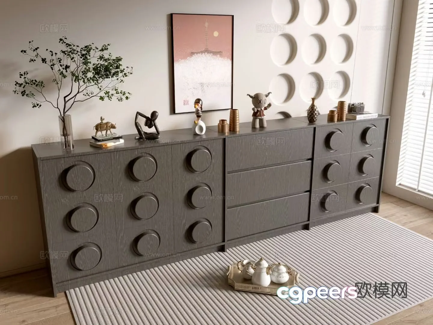 Modern entryway cabinet side cabinet 3d model
