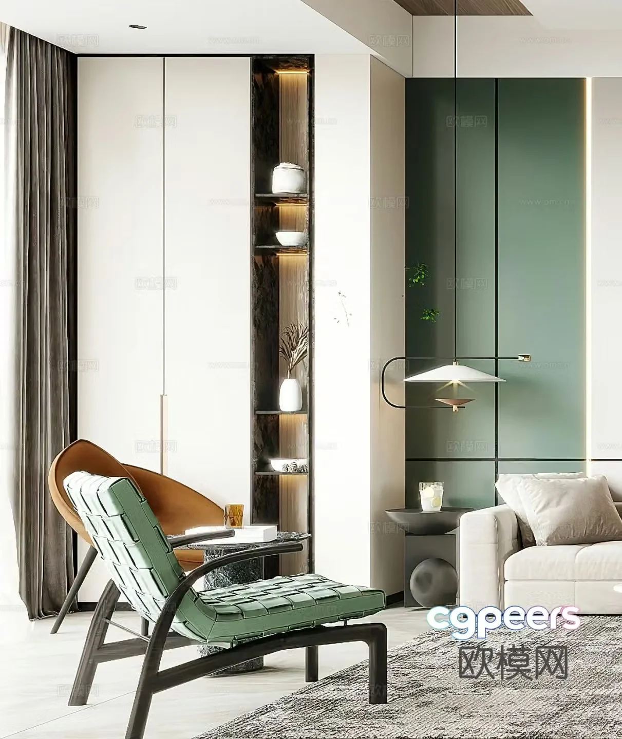 Modern leisure chair side table corner table chandeliers light luxury leisure chair single chair G6563d model