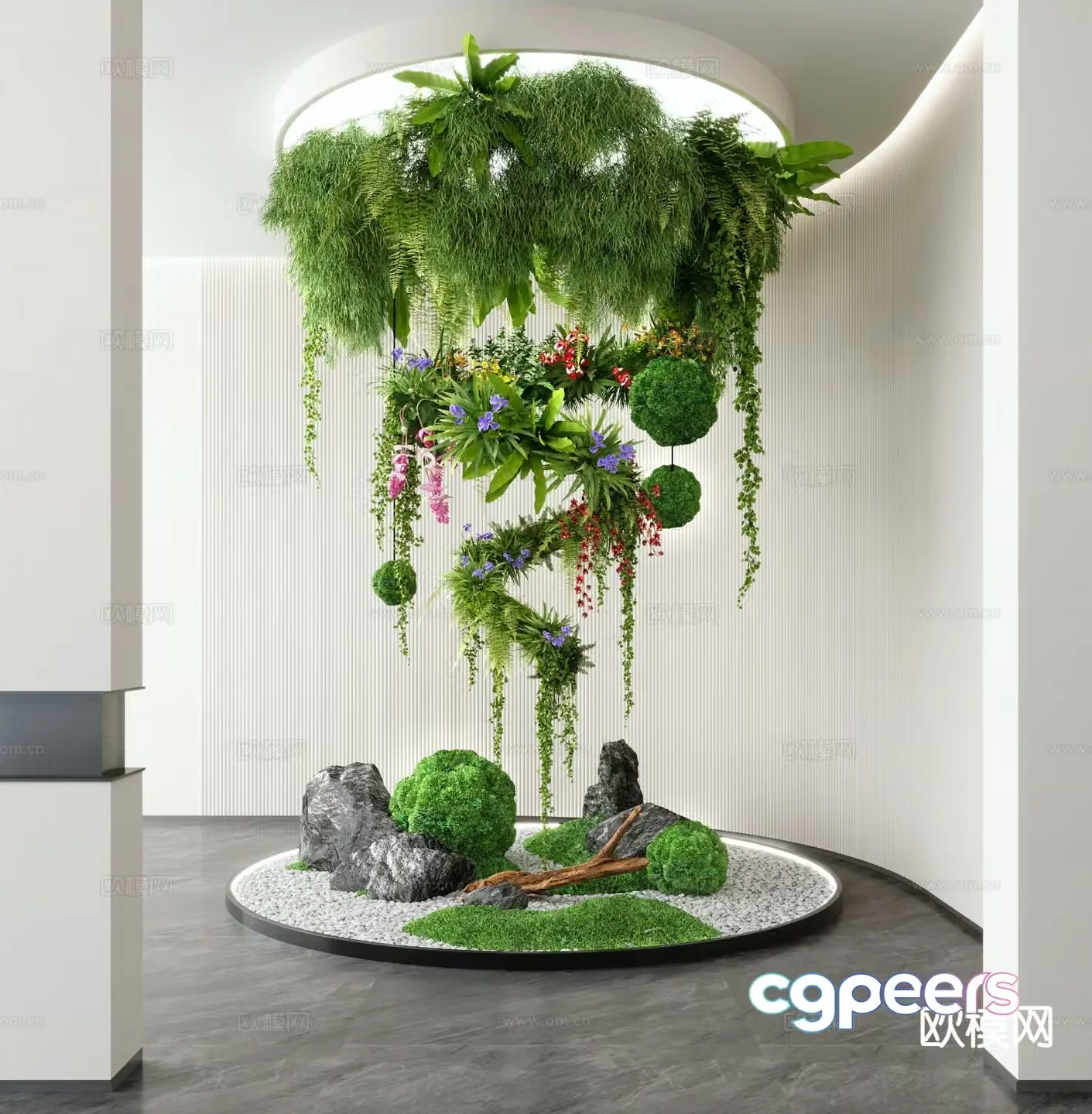 Modern indoor landscaping green plant landscaping 3D model