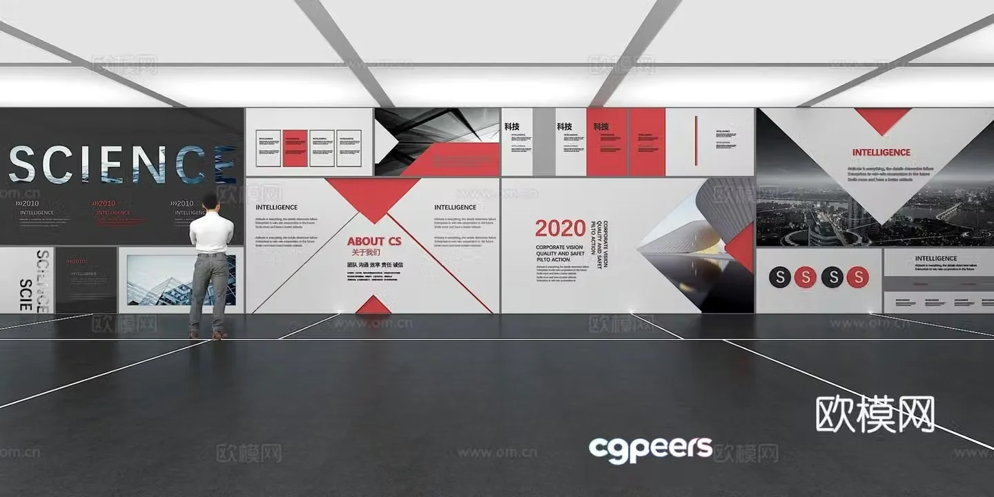 Cultural wall Corporate culture wall Display wall Theme wall Exhibition hall Campus culture Corridor 3D model