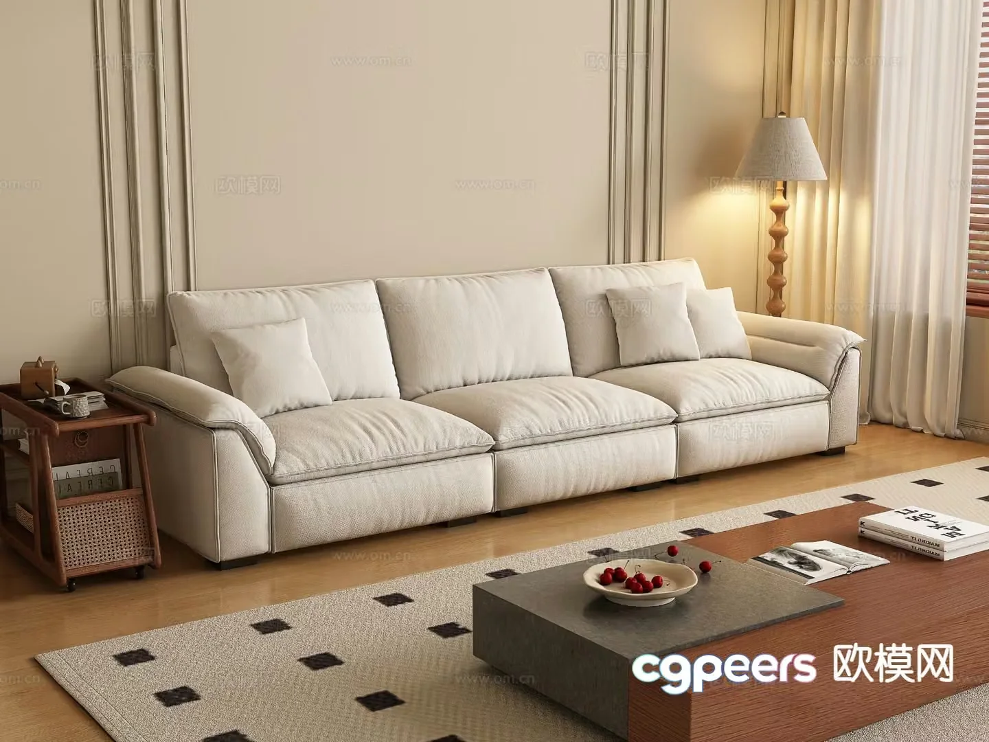 Medieval style sofa three person sofa 3d model