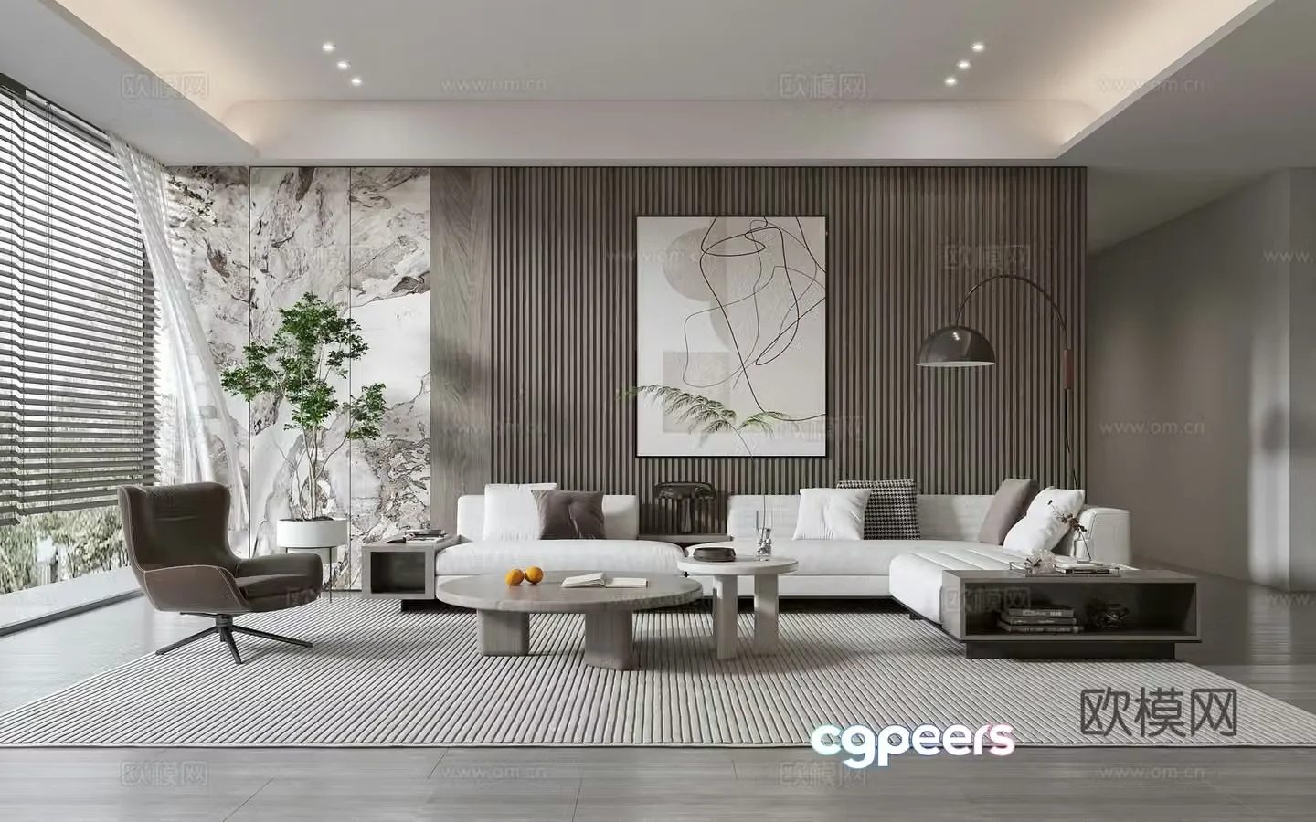 Modern living room Modern sofa coffee table combination Modern background wall 3d model