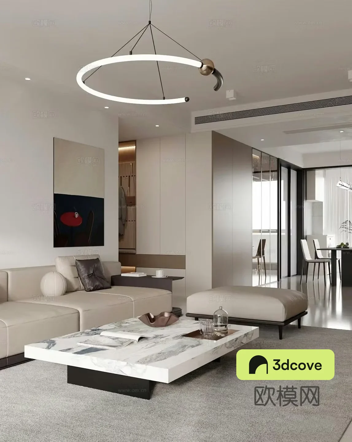 Modern simple home living room living and dining room modern entrance TV wall simple living and dining room