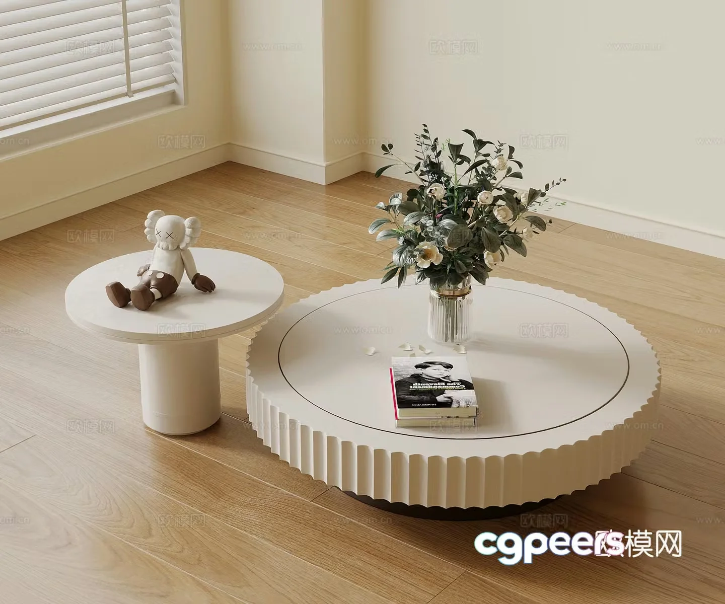 Cream style mother-of-pearl coffee table splicing coffee table 3d model