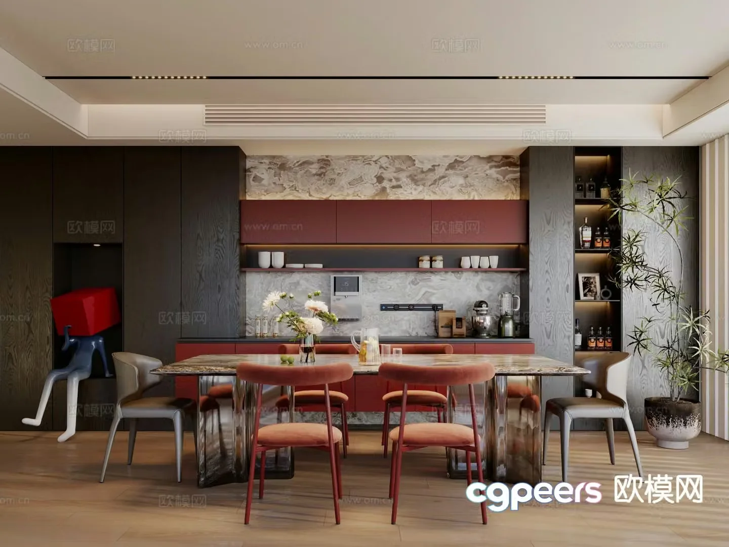 Modern restaurant 3d model