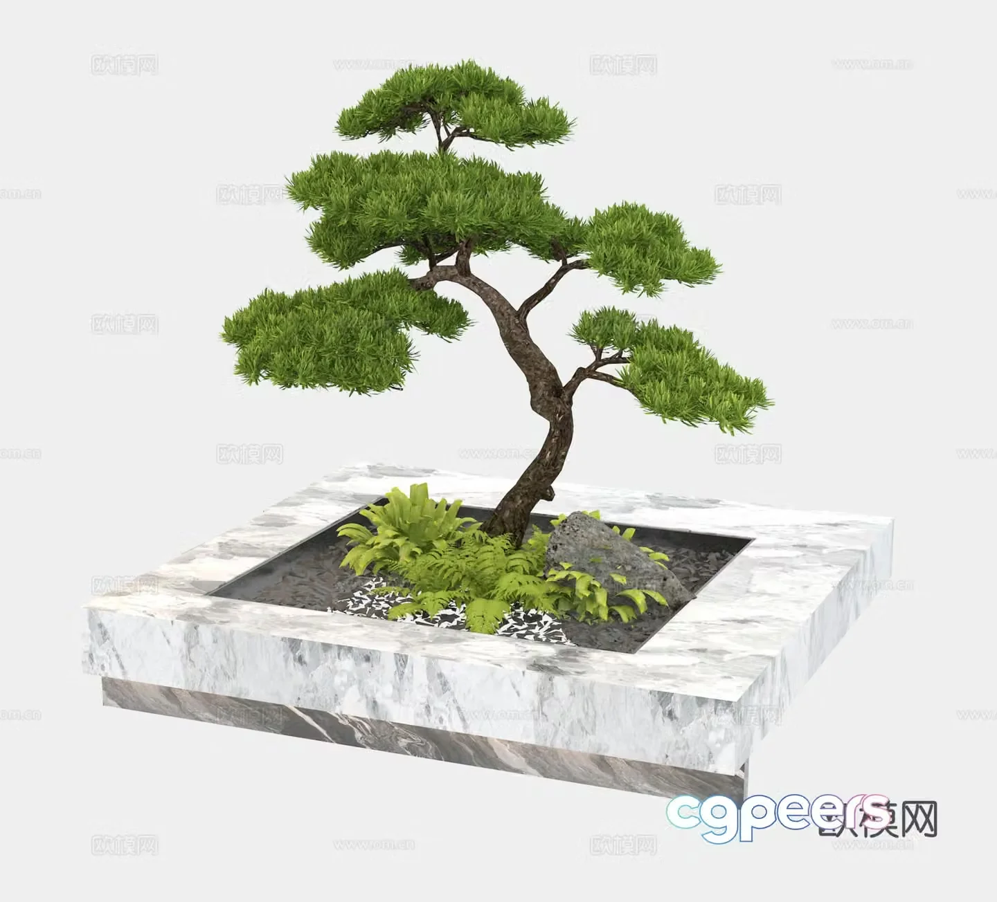 Tree Pond Sketch Welcoming Pine 3D Model