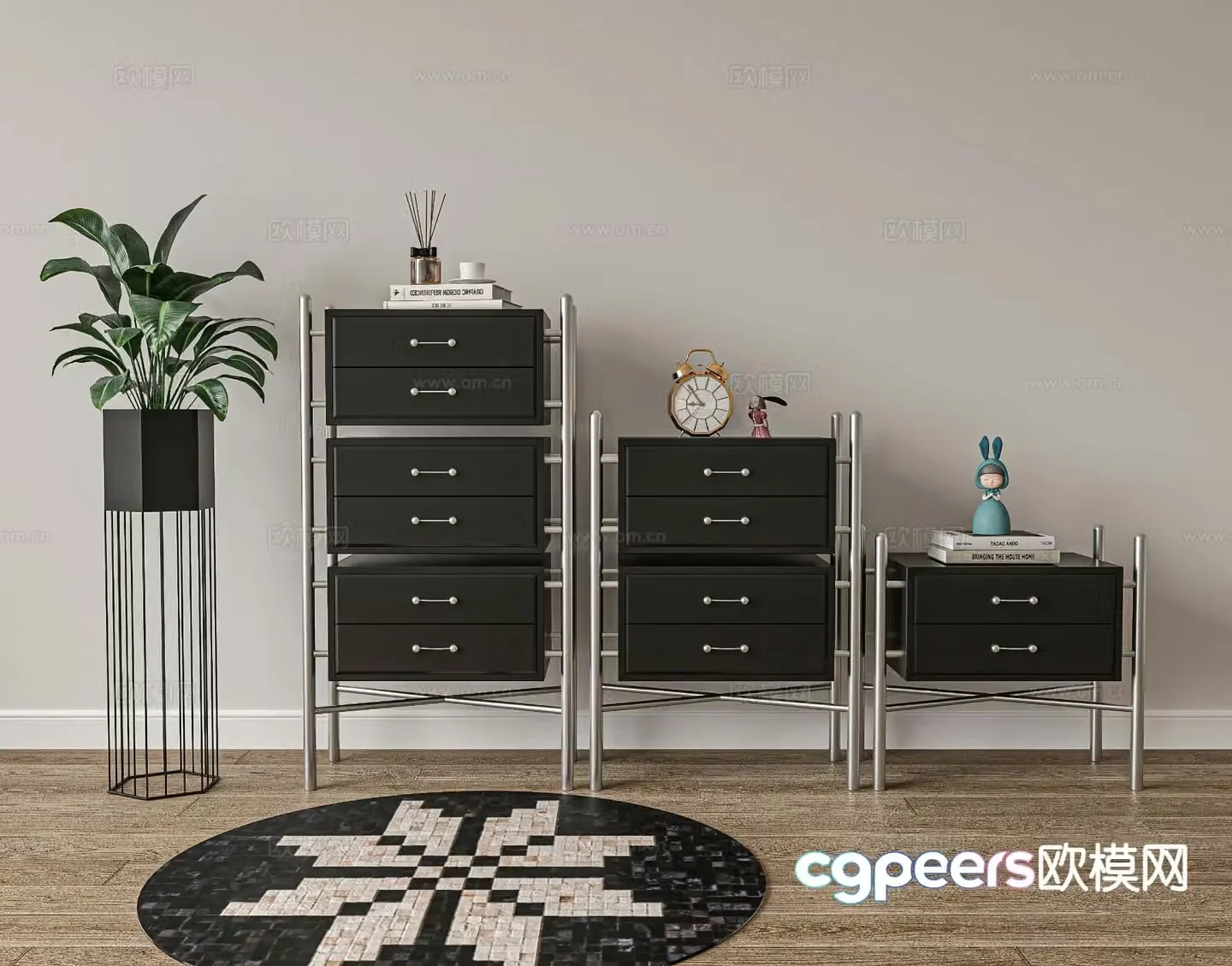 Modern chest of drawers side cabinet 3d model