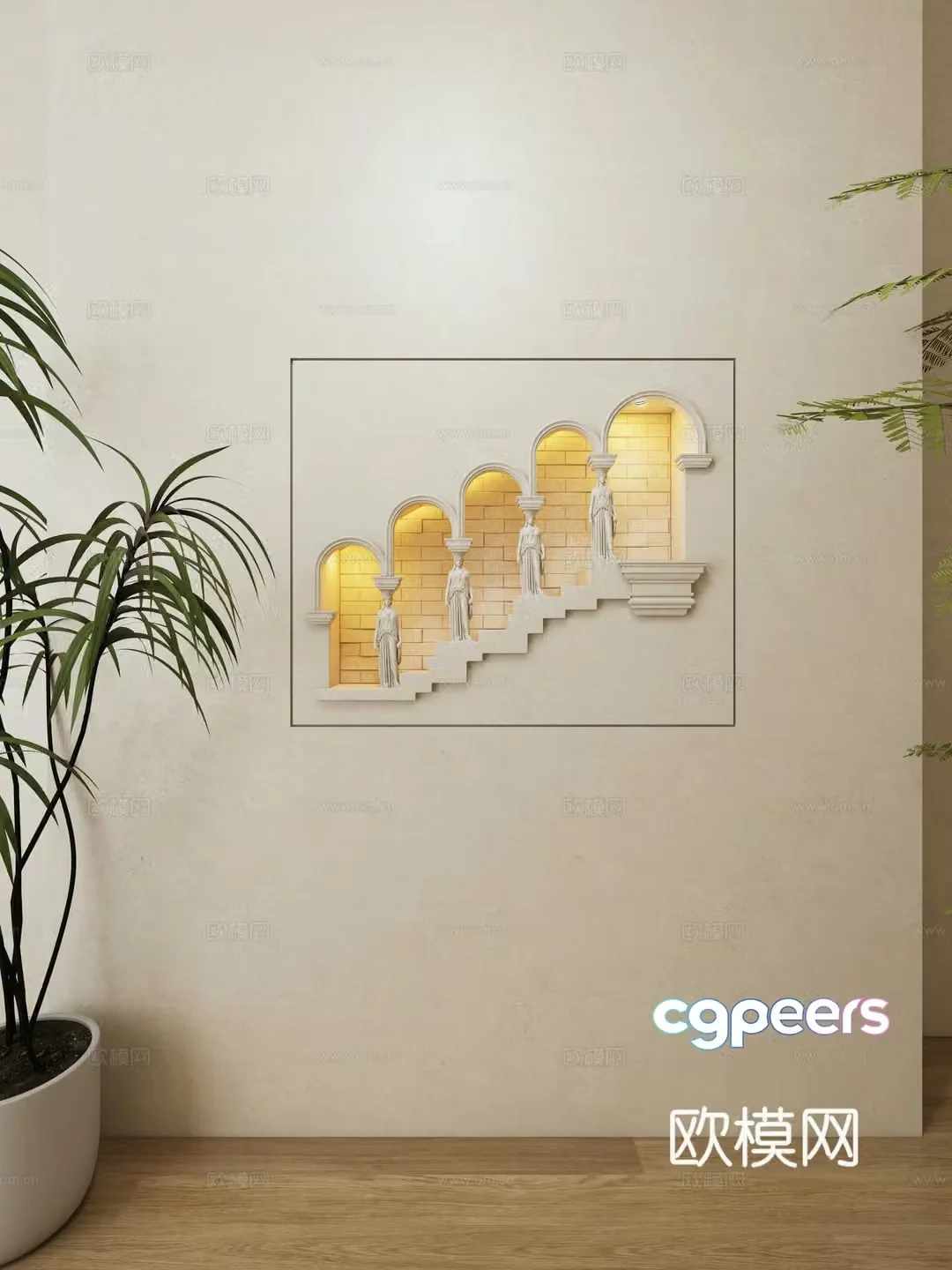 European plaster wall lamp 3d model