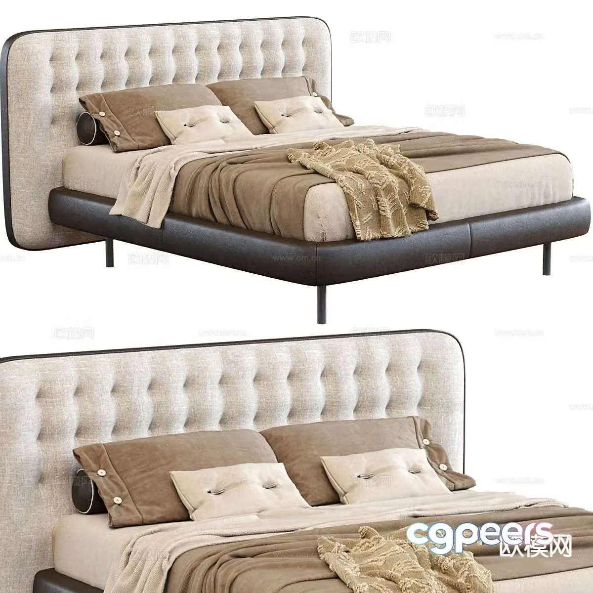 Modern double bed 3d model