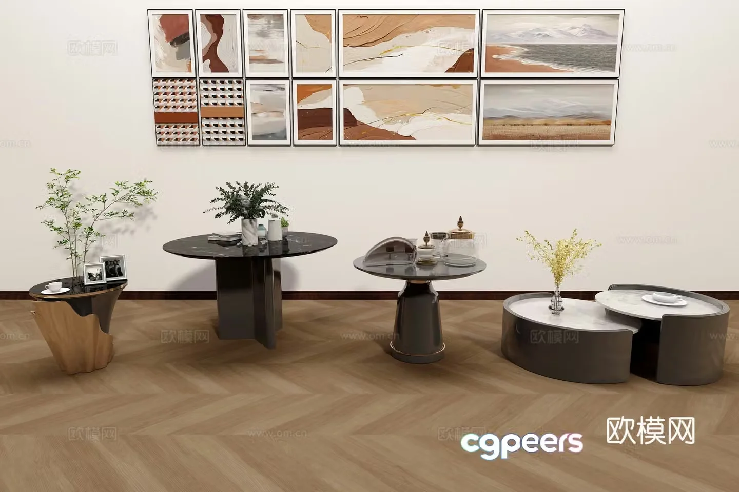 Modern marble coffee table round table 3d model