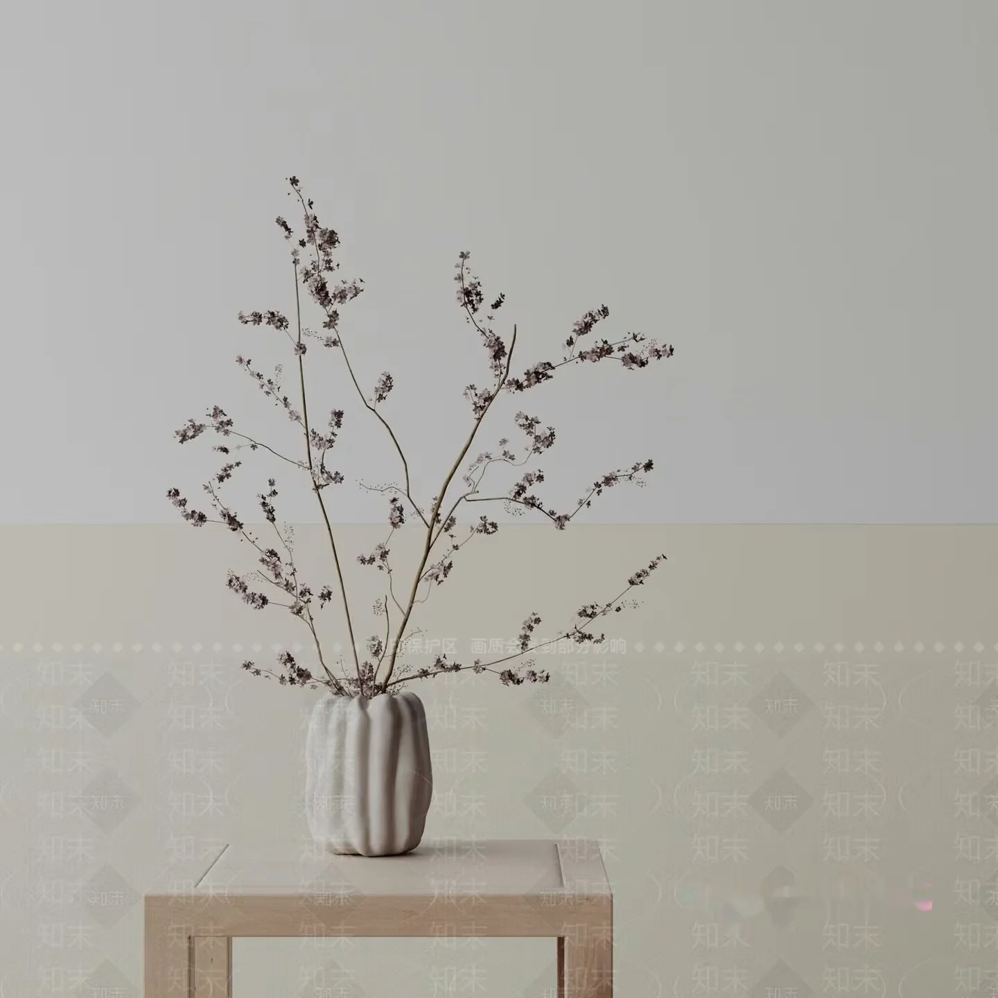 A White Vase With Branches 3D Model – 19822 – VRAY Render
