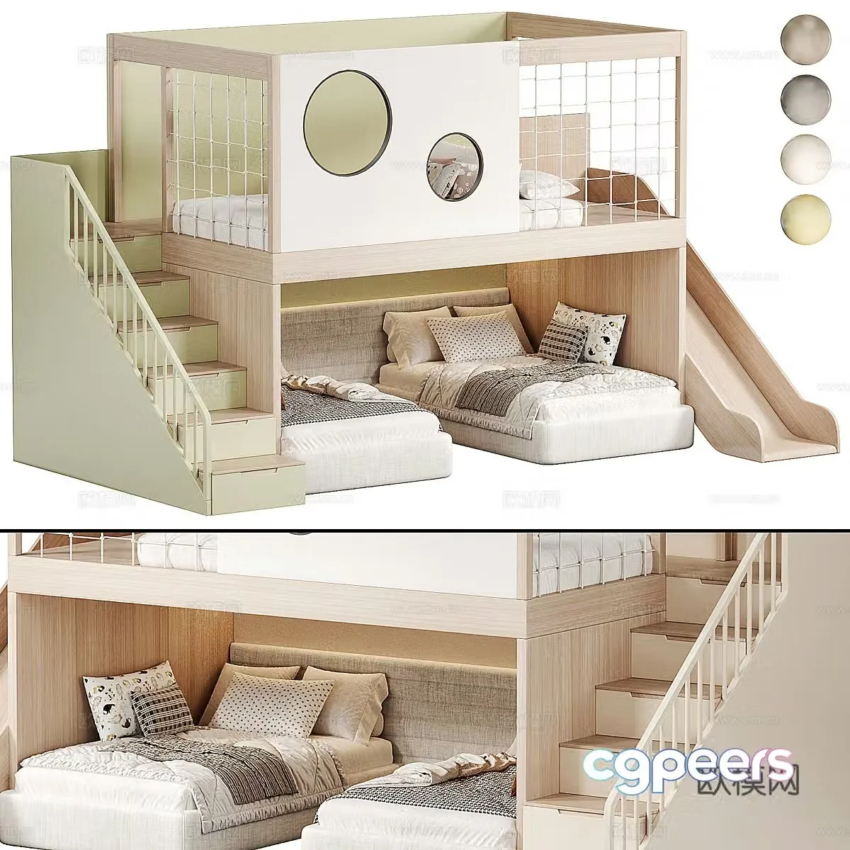 Children’s high and low bed 3D model