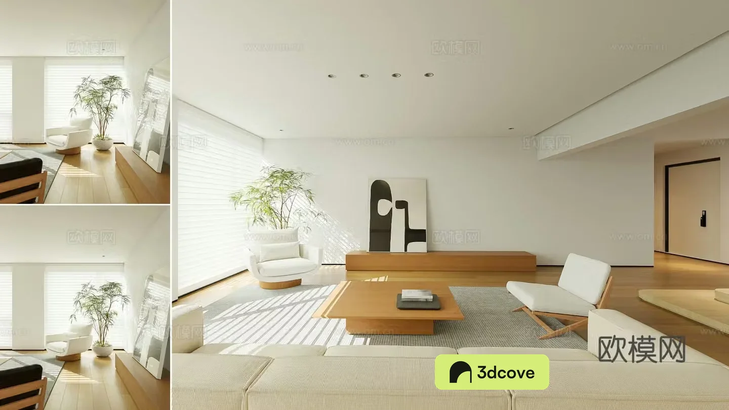 Modern minimalist living room Nordic living room Simple large flat living room Sofa coffee table combination Decorative cabinet