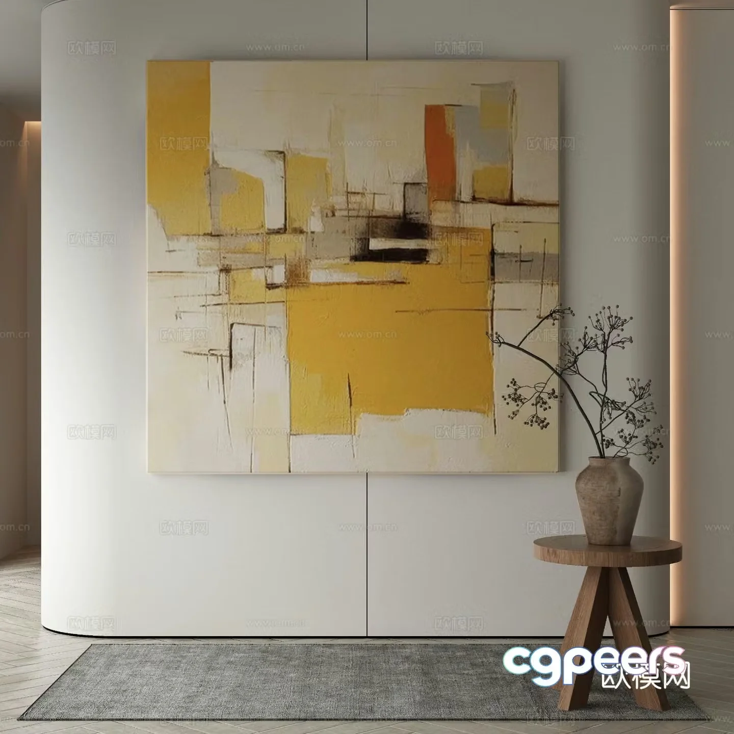 Modern Wasabi Hanging Painting Oil Painting 3D Model