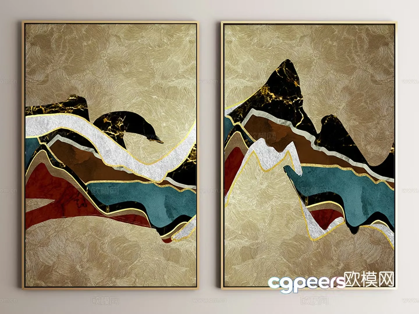 Modern texture painting decorative painting 3d model